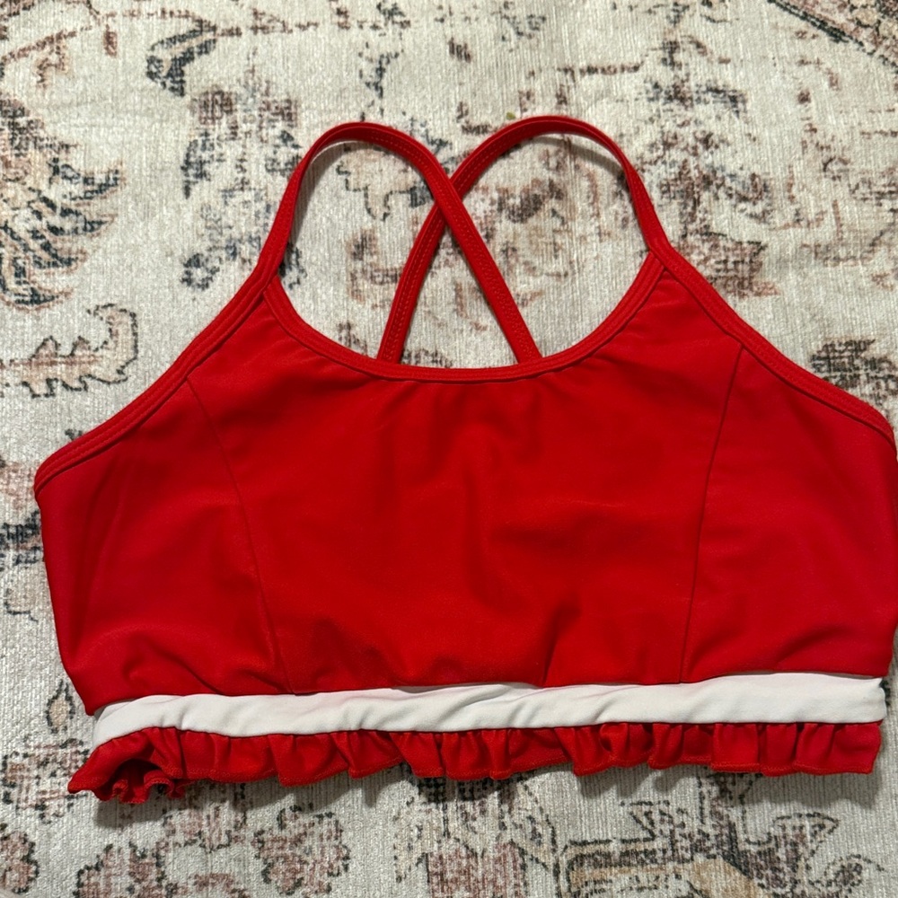 Red Ruffled Sports Bra